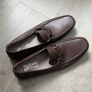 Salvatore Ferragamo Dark Brown Leather Loafers